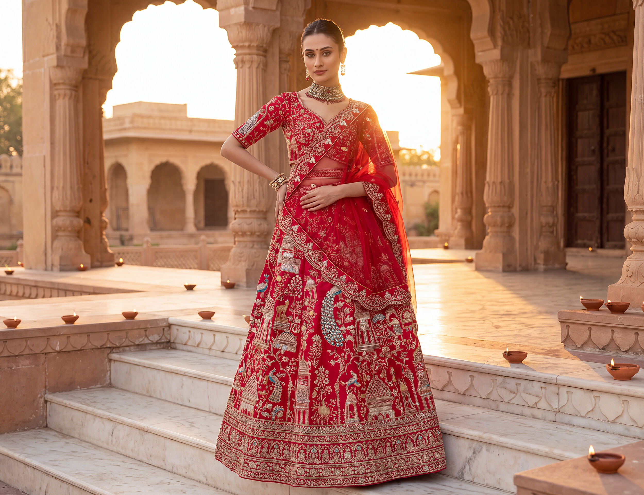 Woman wearing a flowy ethnic outfit for Navratri celebrations